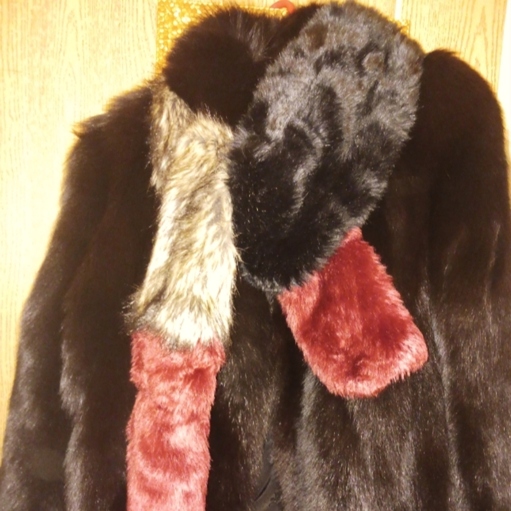 Beautiful burgundy black and grayish black faux scarf